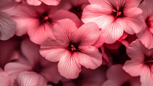 Pink Petaled Flowers. Macro Detail Study.