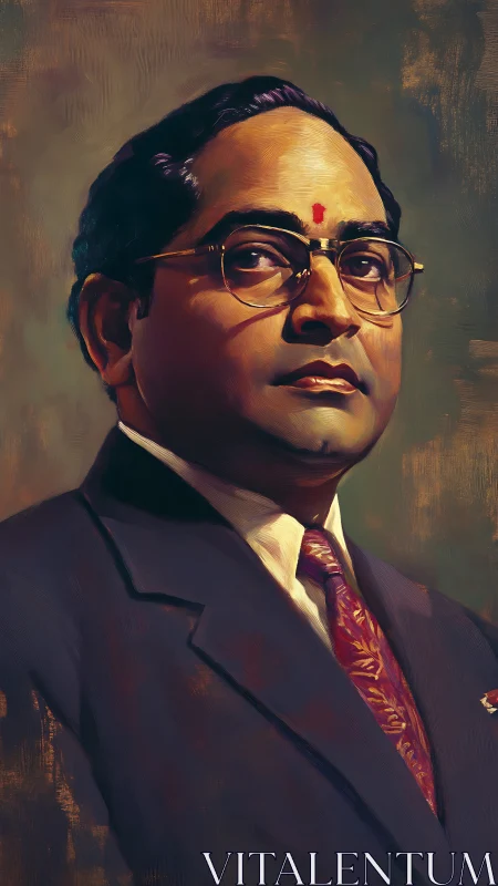 Regal Indian leader portrait in deep oil-rendered tones.