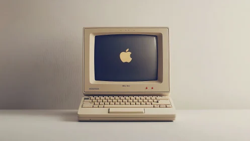 Retro beige desktop computer rendered in soft photoreal light