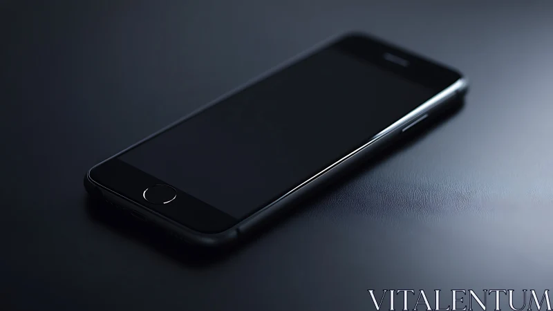 Sleek Black Smartphone on Dark Surface. Modern Design.