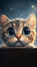 Enchanted Cat with Luminous Blue Eyes.