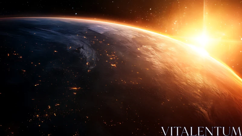 Dawn ignites Earth’s curve while cities glitter like embers