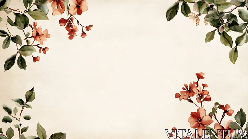 Soft floral frame with gentle blossoms and open space.