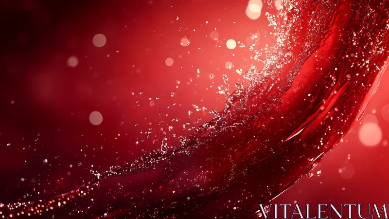 Swirling crimson splash dancing across a glowing red sky.