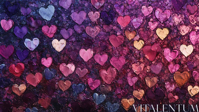 Cascading hearts in jeweled tones shimmer with ethereal depth.