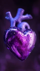 Glowing Anatomical Heart. Luminescent Medical Art.