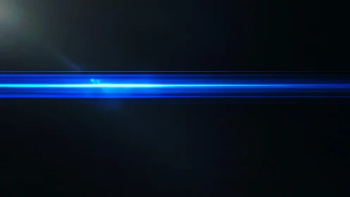 Futuristic glowing blue light streak on black background, digital style.