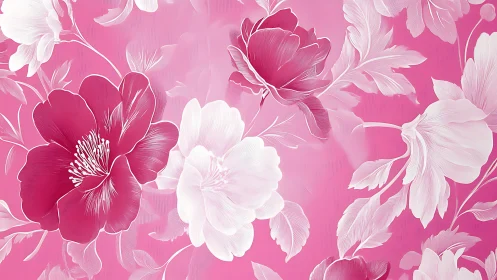Pink and White Floral Pattern Design.