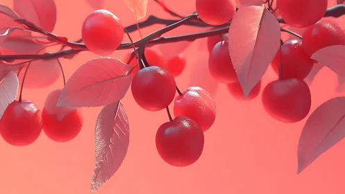 Glimmering cherry branches in a dreamy pink glow.