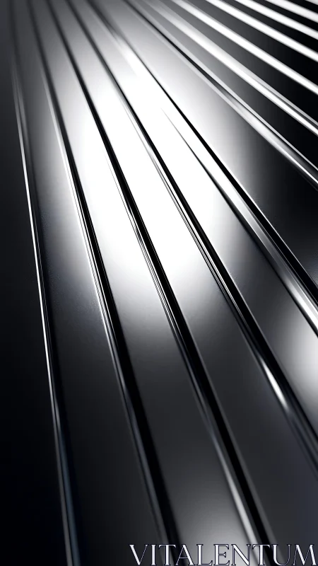 Parallel reflective metallic lines in controlled perspective.