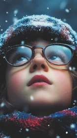 Frost-Kissed Wonder: Winter Eyes Behind Vintage Frames.