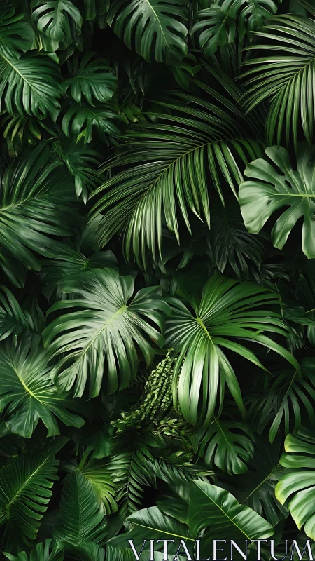 Dense arrangement of layered tropical foliage.
