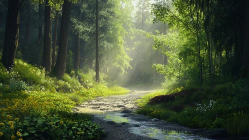 Forest Stream's Golden Light Dance.