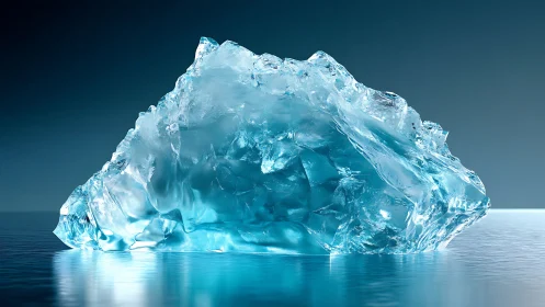 Glacier shard gleams like frozen glass on mirrored water.