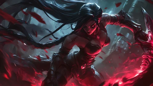 Bloodlit blade dancer storms through the crimson stormfield.