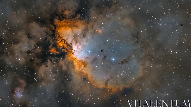 High-resolution emission nebula core with ionized gas filaments