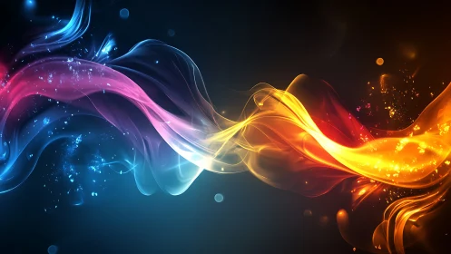 Luminous energy ribbons in dynamic blue, magenta, and gold flow.