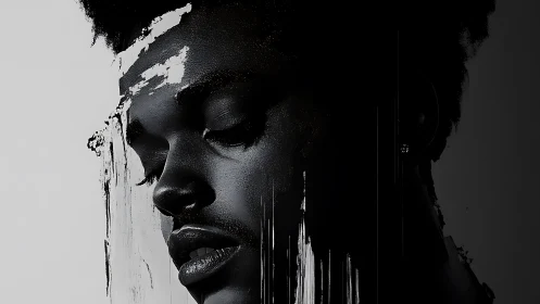 Quiet portrait lets streaked shadows frame a thoughtful face