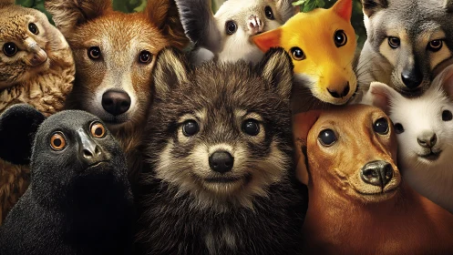 Group portrait of digitally rendered stylized animals.