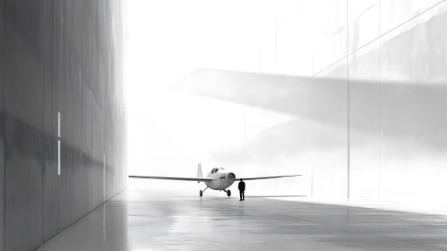 Single Engine Aircraft in Minimalist Hangar Space