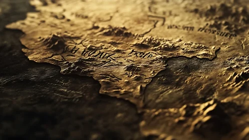 Embossed fantasy map segment shows raised terrain detail