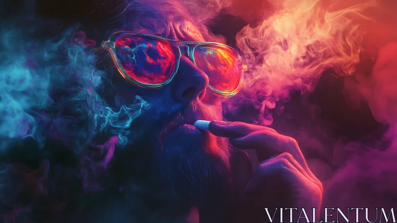 Neon dreamer exhales color storms through luminous shades.