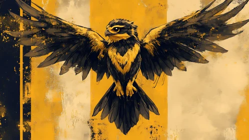 Majestic Falcon in Flight, Modern Abstract Art Style Illustration.