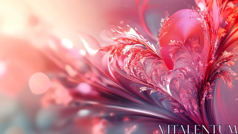 Fractal heart plume unfolds in luminous pink floral motion
