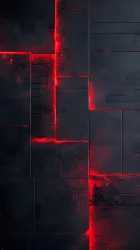Molten red circuits glowing through midnight-black panels.