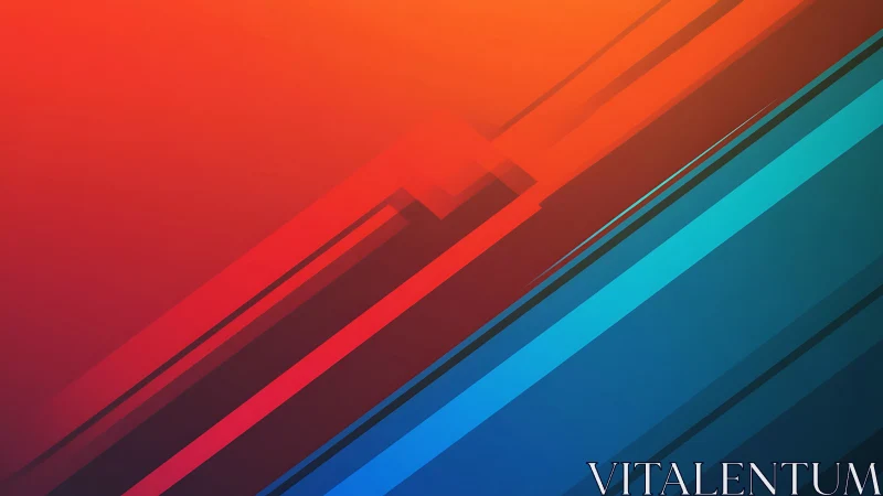 Diagonal neon rush where ember red collides with cool blue.