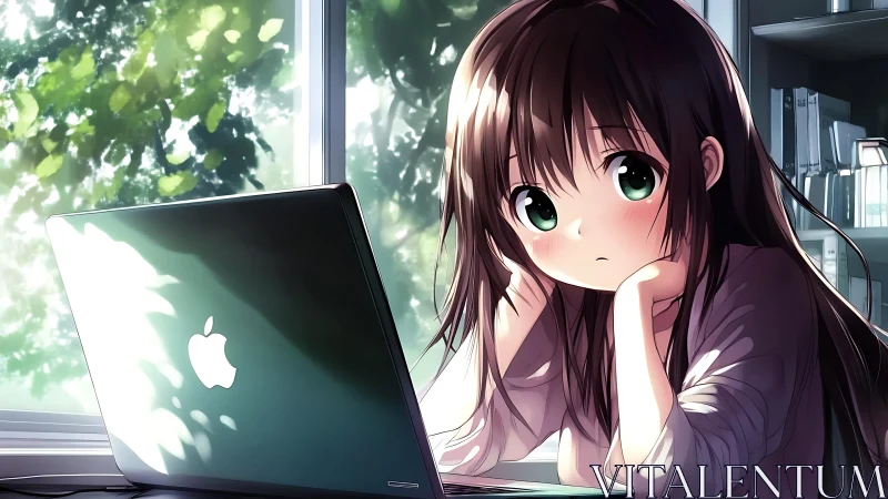Sunlit study daydream with a quiet anime girl online.