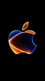 Neon-Outlined Apple Logo with Gradient Luminescent Core