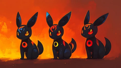 Midnight ember spirits gathered in a glowing evening hush.