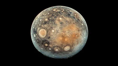 Jupiter south pole view shows storms and atmospheric vortices