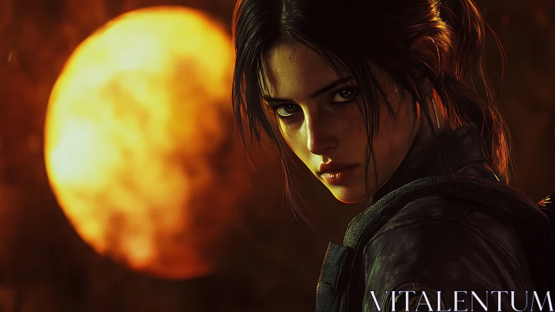 Cinematic soldier portrait against blazing out-of-focus sun