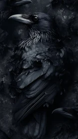 Digital rendering shows detailed profile of dark-feathered crow