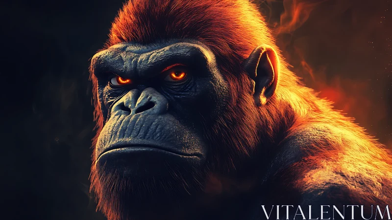 Ember crowned gorilla king glaring through molten shadow.