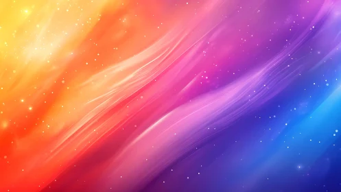 Soft cosmic ribbons of rainbow light drifting across space.