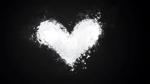 Gestural Heart Form with Explosive Particulate Dispersion and Monochromatic Contrast