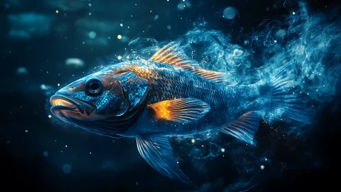 Nebula-scaled fish ignites the deep with electric shimmer.