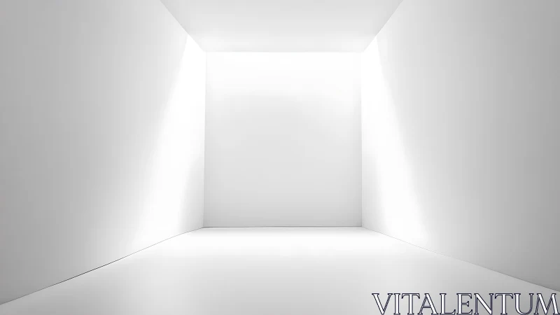 Minimalist white room glows with soft ambient light.
