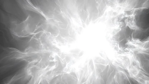 Bright white energy burst with ethereal abstract smoke effect.