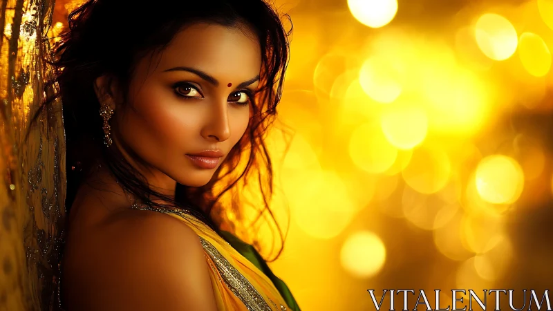 Warm bokeh portrait in golden hour lighting with shallow depth