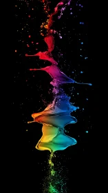 Digital painting of vertical prismatic fluid splash composition.