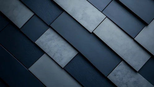 Geometric slate panels form layered blue gray abstraction.