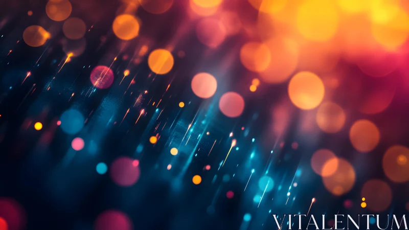 Vibrant Abstract Bokeh Light Streaks in Warm and Cool Tones.
