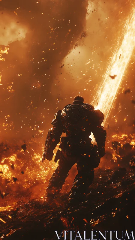 Armored Operative in Inferno: Cinematic Action Render.