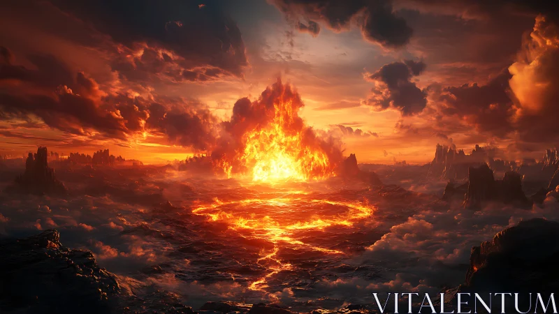 Cataclysmic Inferno Erupts Across Devastated Wasteland.