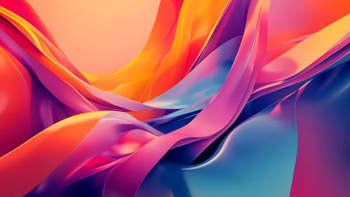 Chromatic fluid dynamics in layered digital ribbon topography.