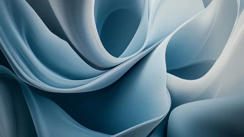 Glacial ribbon folds in flowing blue abstract minimalism.